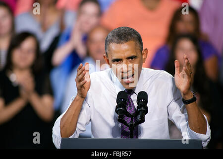 Kansas City, Missouri, USA, 30. Juli 2014 Präsident Barak Obama hält Rede bei der Uptown Theater-Credit: Mark Reinstein Stockfoto