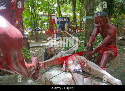 Grausige Statuen von Szenen aus der Hölle am Wat Mae Kaet Noi oder "Hölle Tempel" in Mae rim, Chiang Mai, Thailand. Es wurde geschaffen Stockfoto