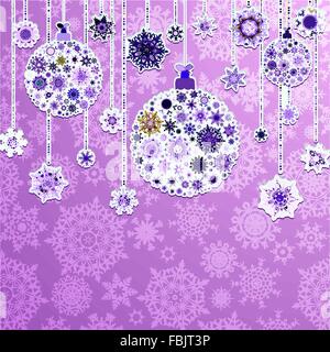 Weihnachten lila mit Kugeln. EPS 8 Stock Vektor