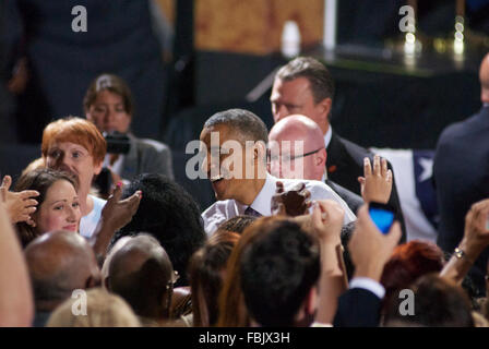 Kansas City, Missouri, USA, 30. Juli 2014 Präsident Barak Obama Seil Befehlszeile funktioniert bei Uptown Theater-Credit: Mark Reinstein Stockfoto