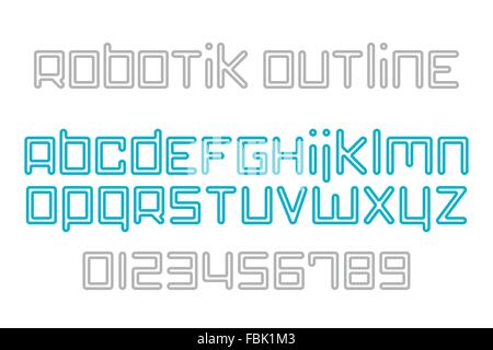 Satz von stilisierten Buchstaben und Zahlen isoliert auf weißem Hintergrund. lateinische Alphabet Design. Vektor, Handels-, dekorative Stock Vektor