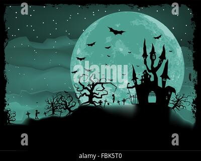 Halloween-Poster mit Zombie-Hintergrund. EPS 8 Stock Vektor