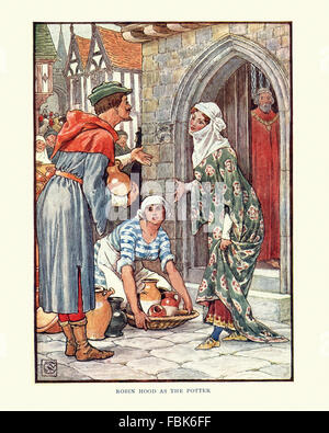 Abbildung aus der Geschichte von Robin Hood. Robin Hood als Töpfer. Von Walter Crane Stockfoto