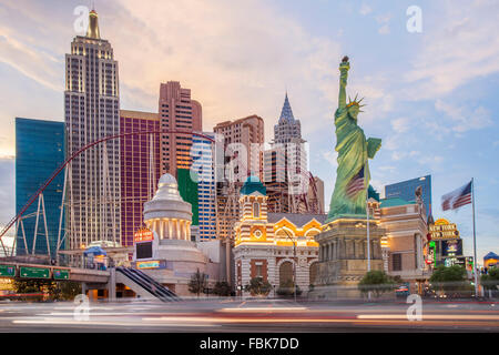 Abend in das New York New York Hotel und Casino, Las Vegas Stockfoto