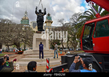 Installation des Denkmals zu Ehren der argentinischen ehemaliger Präsident Juan Domingo Peron, ein Populist, der eine nationale Ikone wurde. Stockfoto