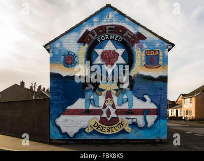 Ulster Freedom Fighters Wandgemälde im Avoniel, East Belfast Stockfoto