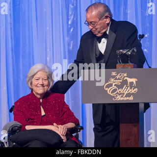 Hallandale Beach, Florida, USA. 16. Januar 2016. 16. Januar 2016: Besitzer Ken und Sarah Ramsey bei der Preisverleihung 2015 Eclipse in der Sport der Könige Ballsaal im Gulfstream Park in Hallandale Beach, Florida. Scott Serio/ESW/CSM/Alamy Live-Nachrichten Stockfoto