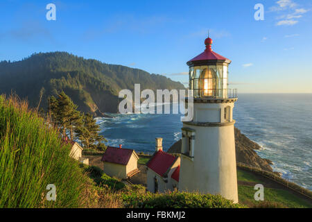 Küste, Florenz, Kopf, Heceta, Wahrzeichen, Landschaft, Licht, Leuchtturm, Marine, Stockfoto