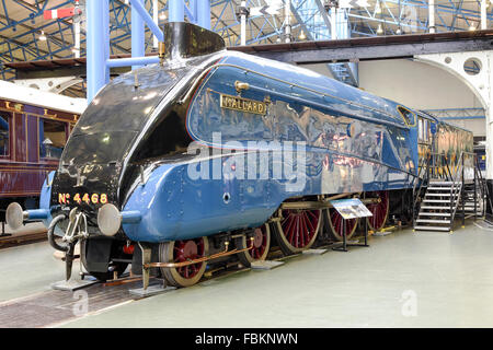 Bild des historischen und berühmten STOCKENTE, Lokomotive und vorbei an technischen Wunder im National Railway Museum, York, UK. Stockfoto
