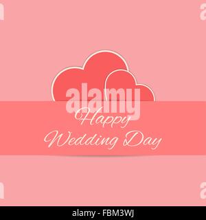 Hochzeitskarte mit roten Herzen Stock Vektor