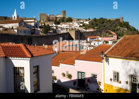 Ribatejo, Obidos mittelalterliche ummauerte Stadt, Portugal, Stockfoto