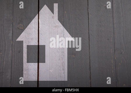 Illustration des weißen Haus auf dunklem schwarz aus Holz Stockfoto