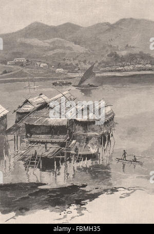 PORT MORESBY. Papua-Neu-Guinea, antiken Druck 1888 Stockfoto