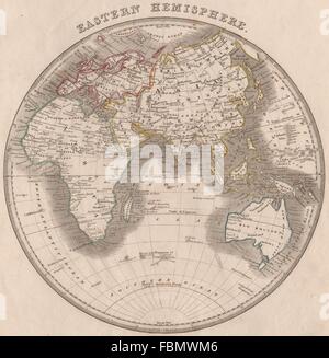 ÖSTLICHE HEMISPHÄRE. Neues Holland Siam Nubien Hindoostan Persien. JOHNSON, 1850-Karte Stockfoto