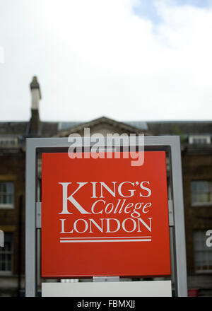 Zeichen und Gebäude von Kings College London Stockfoto