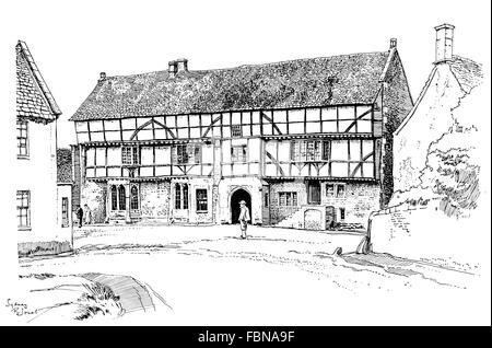 Großbritannien, England, Somerset, Norton St Philip, das George Inn behauptet, Großbritanniens älteste Taverne. 1911-Linie-Abbildung Stockfoto
