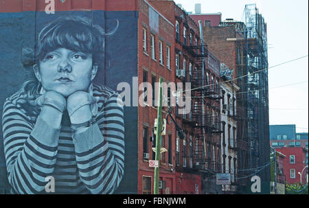 New York, Vereinigte Staaten von Amerika: Brooklyn, Gebäude und Wandmalereien, street-Art, graffiti Stockfoto