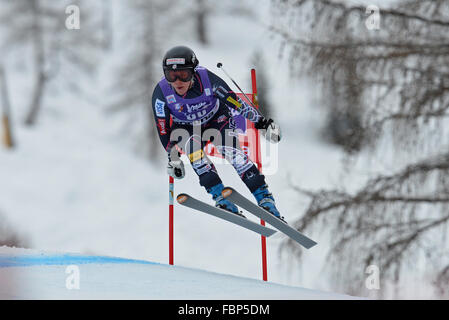 CORTINA D'AMPEZZO, Italien - 24. Januar 2014: Während der FIS Alpine Ski World Cup Women downhill-Rennen in Cortina d ' Ampezzo, Italien. Stockfoto