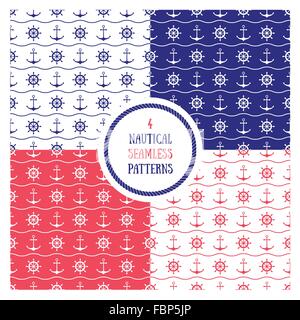 Nautische Musterdesigns Satz Stock Vektor