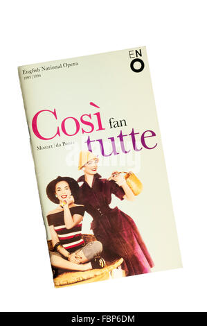 Programm für die 1994 English National Opera Produktion von Cosi Fan Tutte von Mozart im The London Coliseum. Stockfoto