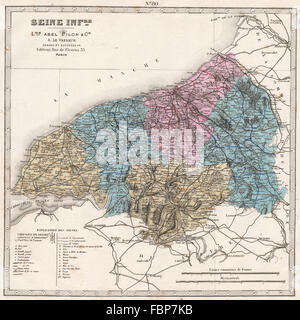 SEINE-INFERIEURE/Maritime Abteilung. Schlachten. Ressourcen. LE VASSEUR, 1876-Karte Stockfoto