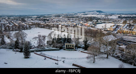 Winter-Szene Blick auf Clitheroe, Lancashire, UK Stockfoto