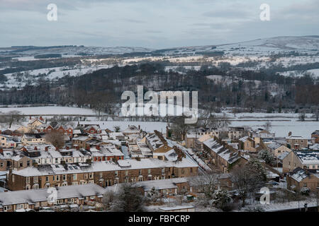 Winter-Szene Blick auf Clitheroe, Lancashire, UK Stockfoto