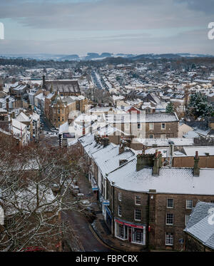 Winter-Szene Blick auf Clitheroe, Lancashire, UK Stockfoto