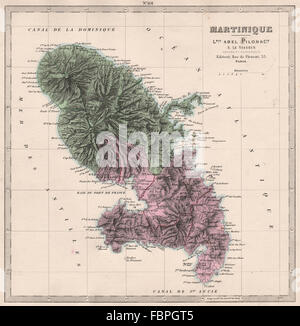 MARTINIQUE. Französisch Westindien. Antillen Françaises. Relief. LE VASSEUR 1876 Karte Stockfoto