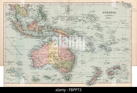 OZEANIEN. Australien Neuseeland Polynesien Fiji Osten Indies.BACON, 1903 alte Karte Stockfoto
