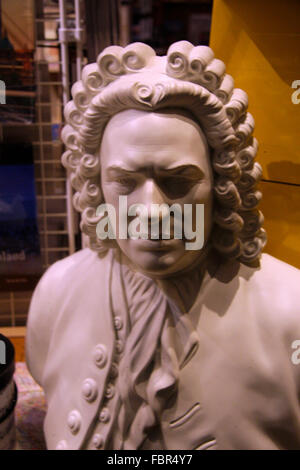 Buest von Johann Sebastian Bach in Einem Schaufenster in Leipzig. Stockfoto