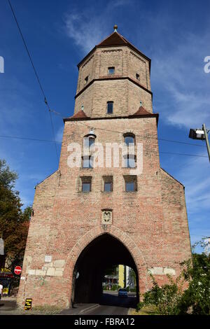Historischen JAKOBERTOR Turm in Augsburg, Deutschland Stockfoto