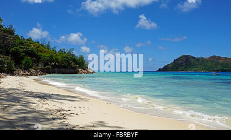 tropischer Strand Anse Boudin Praslin Insel Stockfoto