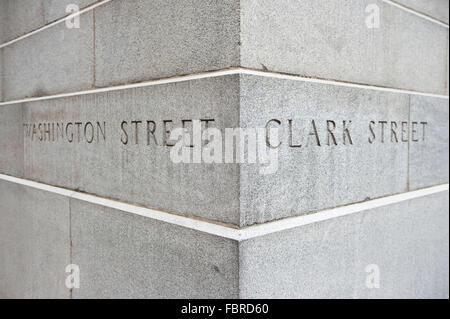 Kreuzung von Washington und Clark Street Stockfoto