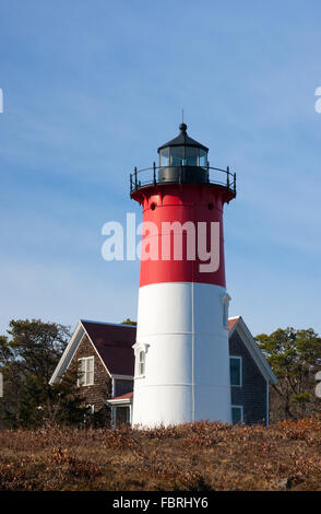 Nauset Licht, befindet sich ein Wahrzeichen Leuchtturm am Cape Cod National Seashore in Eastham, Massachusetts, USA Stockfoto