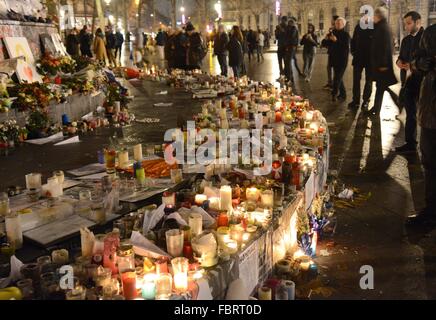 Pl. De La Republique in Paris nach den Terror-Anschlägen, Dez. 11, 2015. Stockfoto