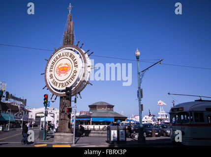 Die Fishermans Wharf in San Francisco, Kalifornien Zeichen. Stockfoto