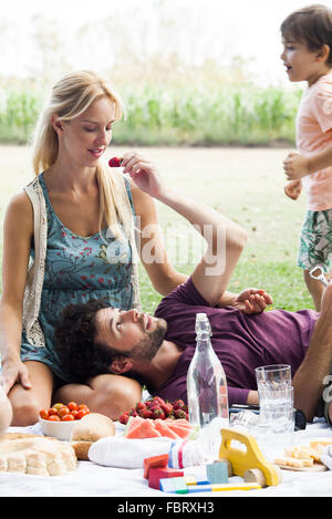Sommer-Picknick im Park mit Familie Stockfoto