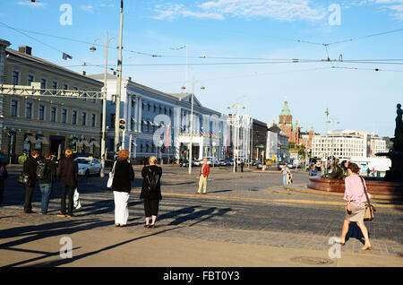 Der Marktplatz ist ein zentraler Platz in Helsinki, Finnland Stockfoto