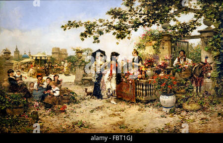 Der Blumenmarkt von José Benlliure Gil 1855-1937 Andalusien Spanien Spanien Stockfoto