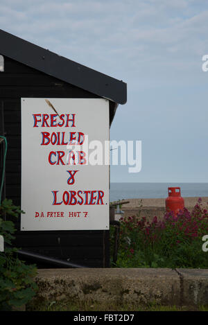 Fisch und Schalentiere Hütte, Aldeburgh, Suffolk. Stockfoto