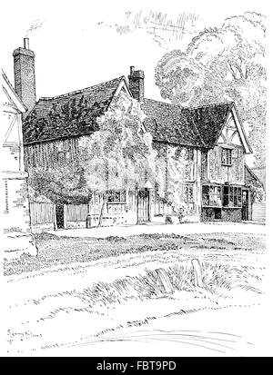 Großbritannien, England, Oxfordshire, East Hendred, The Stores Linie 15. Jahrhundert Haus, 1911, Illustration von Sydney R Jones Stockfoto