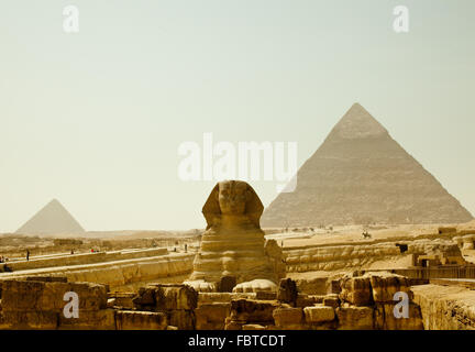 Smoggy Ansicht der Sphinx von Gizeh bei Kairo in Ägypten Stockfoto