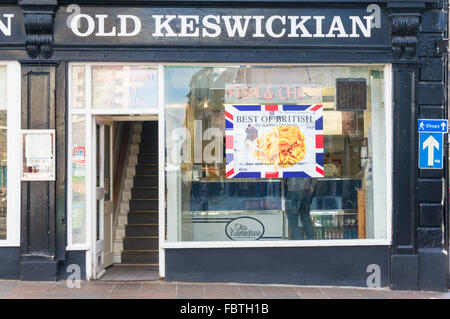 Die berühmten alten Keswickian Fish and Chips Shop in Keswick Stadtzentrum Seenplatte Cumbria England GB UK EU Europa Stockfoto