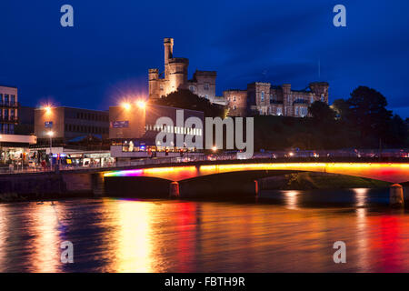 River Ness in Inverness, Nacht, Lichter, Inverness, Highlands, Schottland, UK Stockfoto