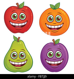 Zeichentrickfiguren Obst Stockfoto