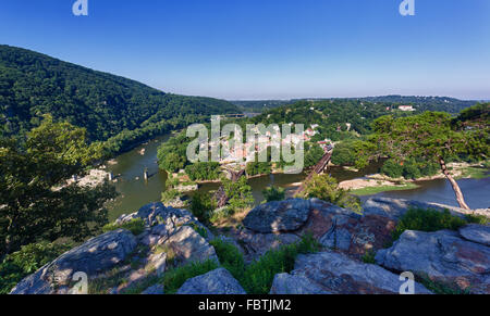 Panorama über Harpers Ferry aus Maryland Heights Stockfoto