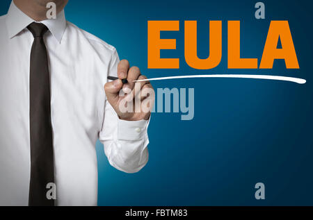 EULA ist von Geschäftsmann Hintergrund Konzept geschrieben. Stockfoto