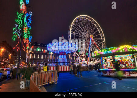 George Square Glasgow, Weihnachtsbeleuchtung und Dekorationen, Schottland, UK Stockfoto