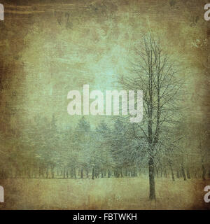 gebleichte Bild eines Baumes auf einem Vintage-Papier Stockfoto